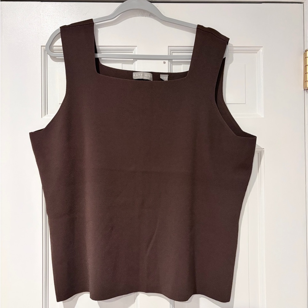 Kate Hill Brown Sleeveless Knit Tank Top | Size 2X